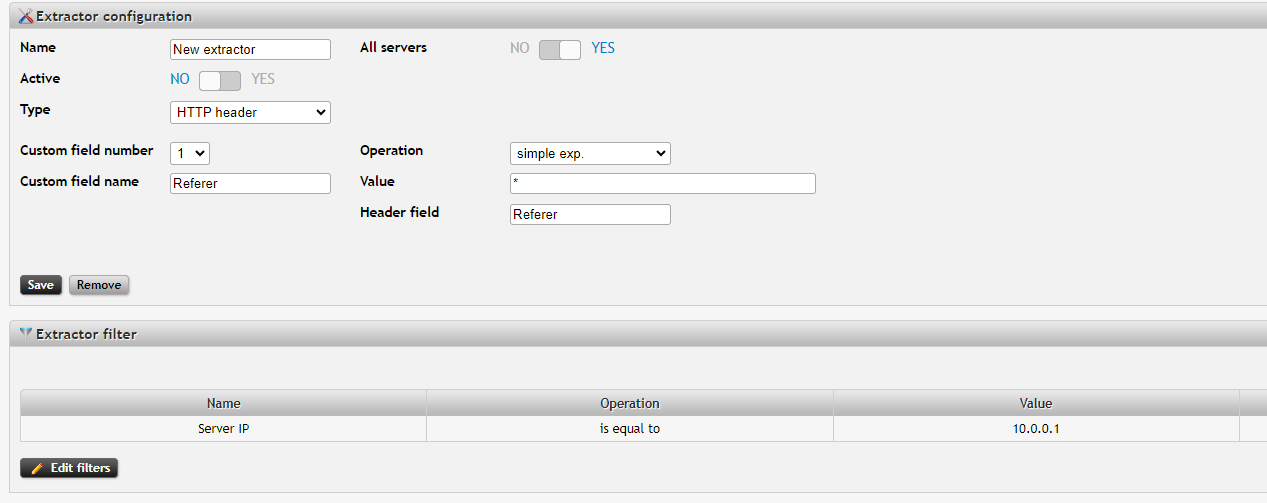 APM custom filter field Kemp Support